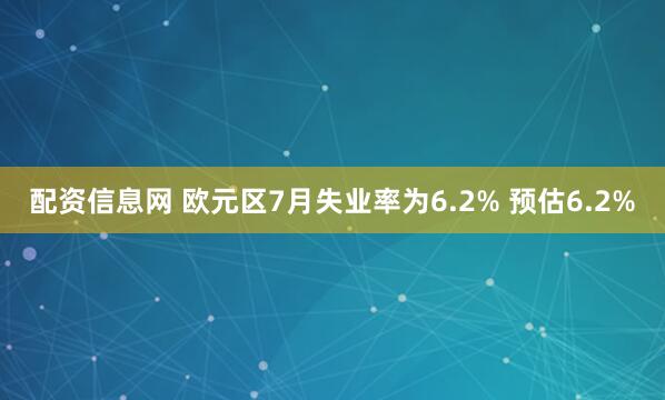 配资信息网 欧元区7月失业率为6.2% 预估6.2%